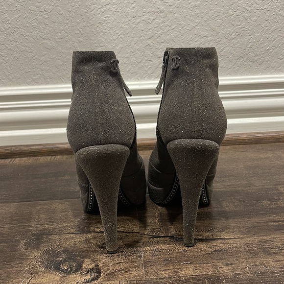 CHANEL Suede Glitter Captoe Ankle Bootie - Picture 4 of 6